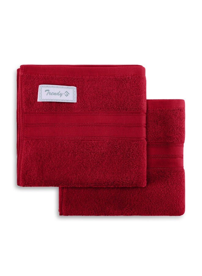 BYFT Home Trendy (Red) Premium Cotton Hand Towel (50 X 90 Cm-Set Of 2) Highly Absorbent, High Quality Bath Linen With Striped Dobby 550 Gsm - Image 5