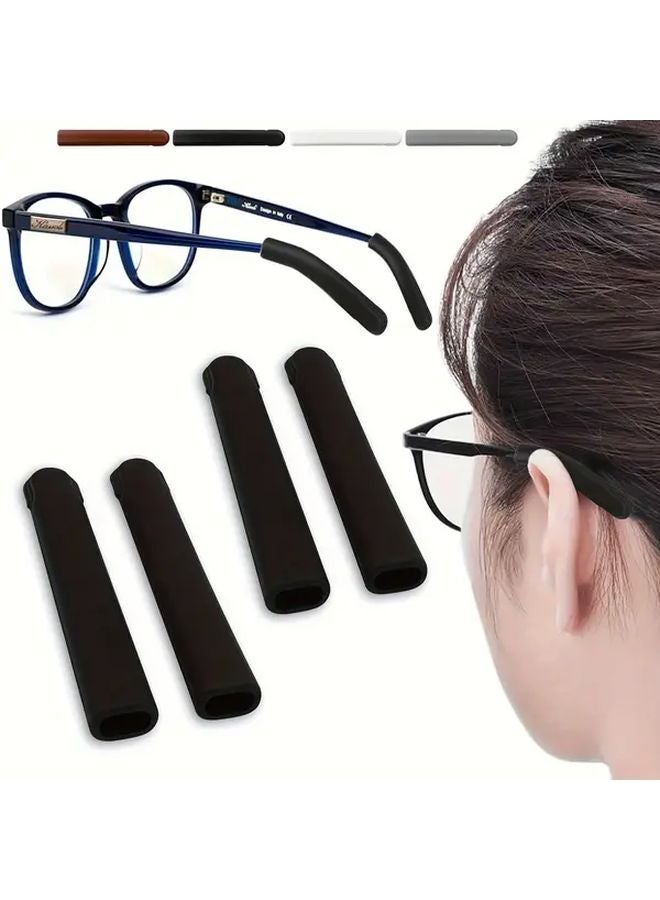 Grey Silicone Eyeglass Ear Clips 2pcs Non Slip Comfortable Temple Tips - Image 2