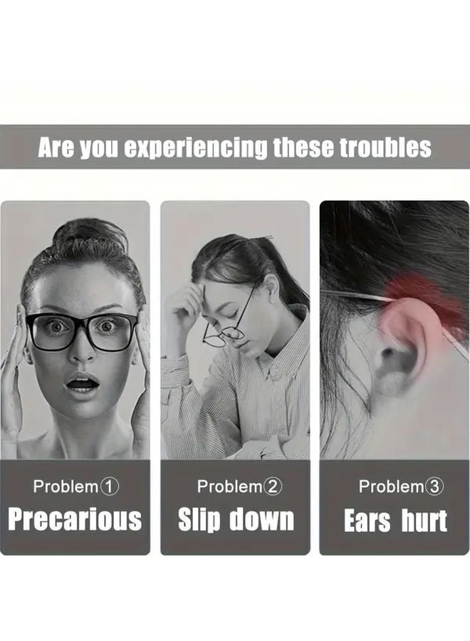 Grey Silicone Eyeglass Ear Clips 2pcs Non Slip Comfortable Temple Tips - Image 3