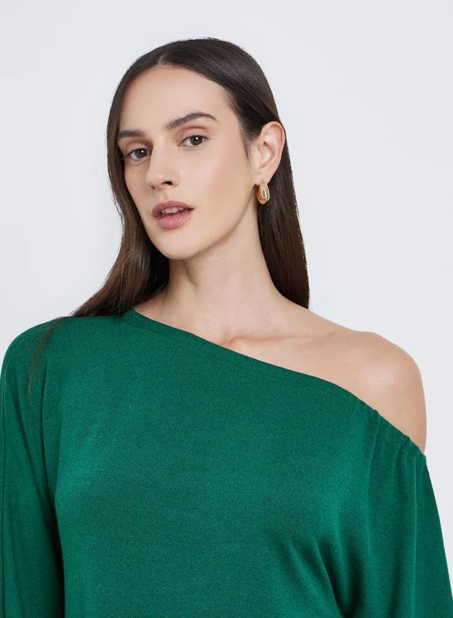 Styli Styli Solid One Shoulder Cape Style Blouse