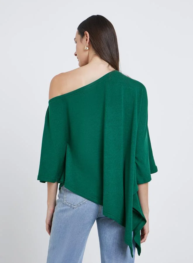 Styli Styli Solid One Shoulder Cape Style Blouse
