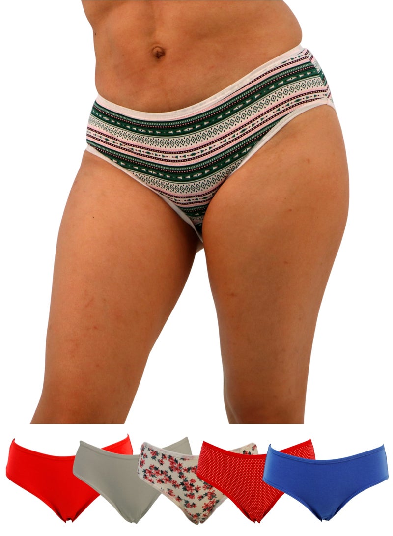 JOANNA JOANNA D104 Women's Multiple Design Mid Rise 6-Pack Panties, Multicolor  - Image 1