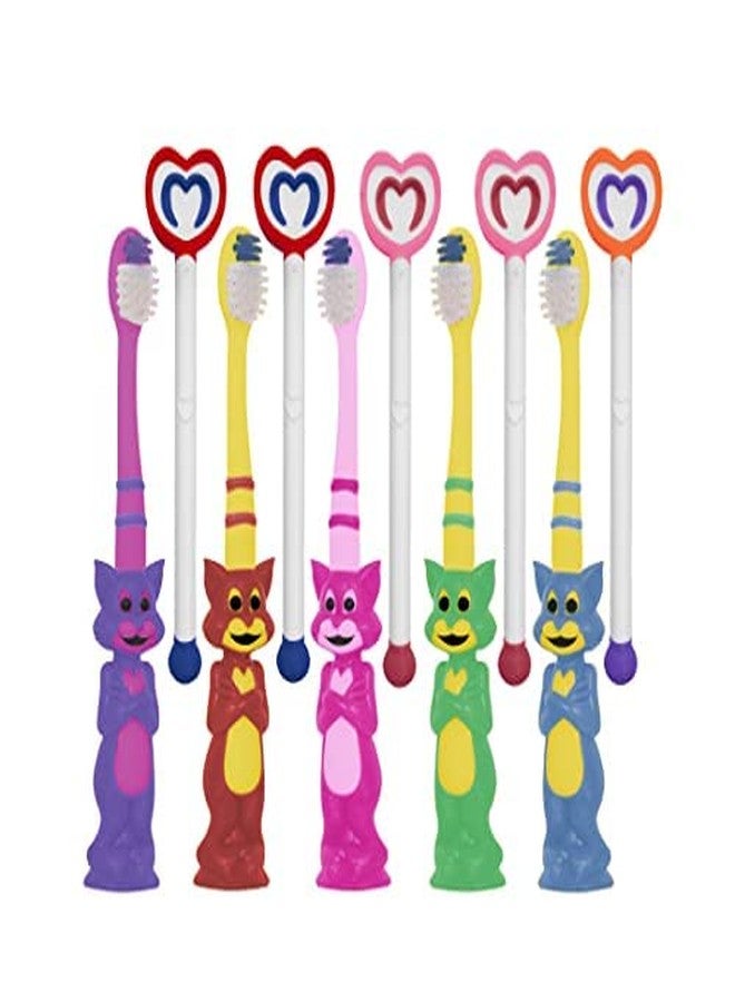 Buddsbuddy TOXE Kids Toothbrush + Tongue Cleaner, Multicolor (Combo of 5) - Image 1