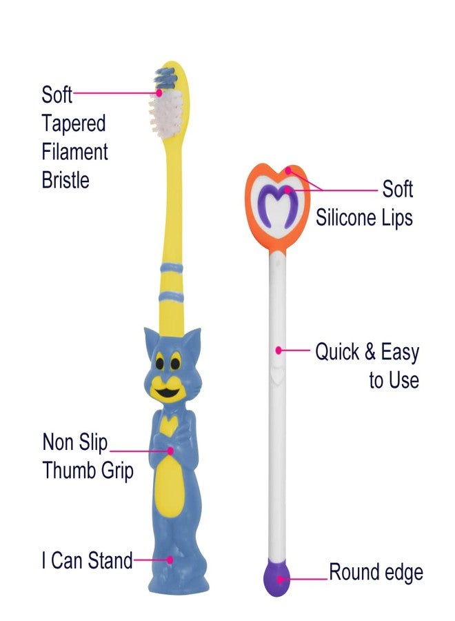 Buddsbuddy TOXE Kids Toothbrush + Tongue Cleaner, Multicolor (Combo of 5) - Image 2