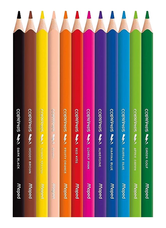 Maped Maped-Strong Jumbo Ergonomic Triangular Coloured Pencils, Colour'Peps Extra Stable Lead 4 mm - 12 X Pens  - Image 2