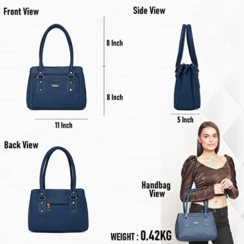 Fostelo Women's Felisa Satchel Tote Handbag for Women | Ladies Purse | Stylish Shoulder Bag | Gift For Women | Blue - Image 3