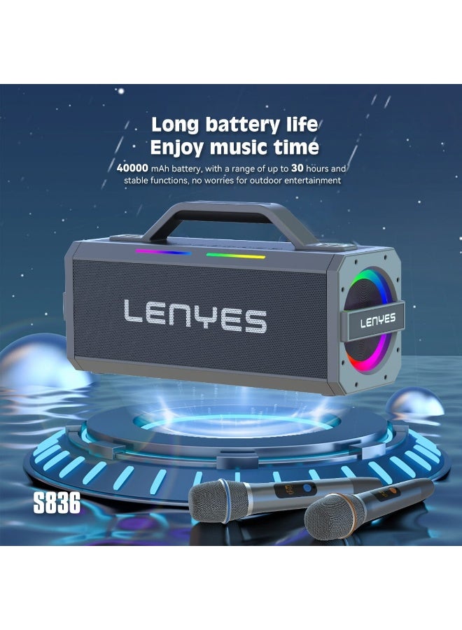 Lenyes S836 Party Speaker – TWS Dual Connect, 300W Power, RGB Lighting & Ultra-Large 40,000mAh Battery - Image 1