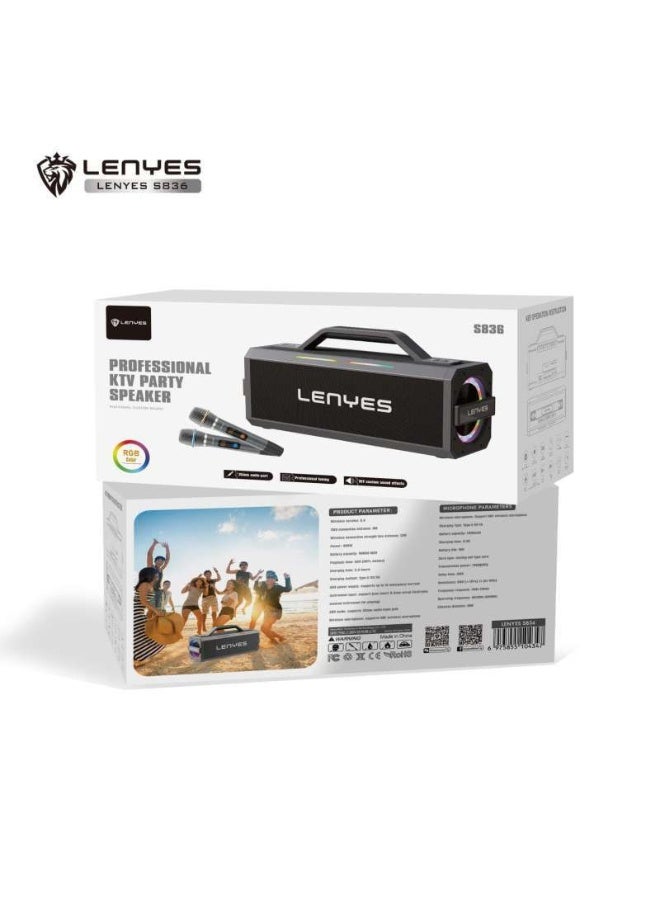 Lenyes S836 Party Speaker – TWS Dual Connect, 300W Power, RGB Lighting & Ultra-Large 40,000mAh Battery - Image 2