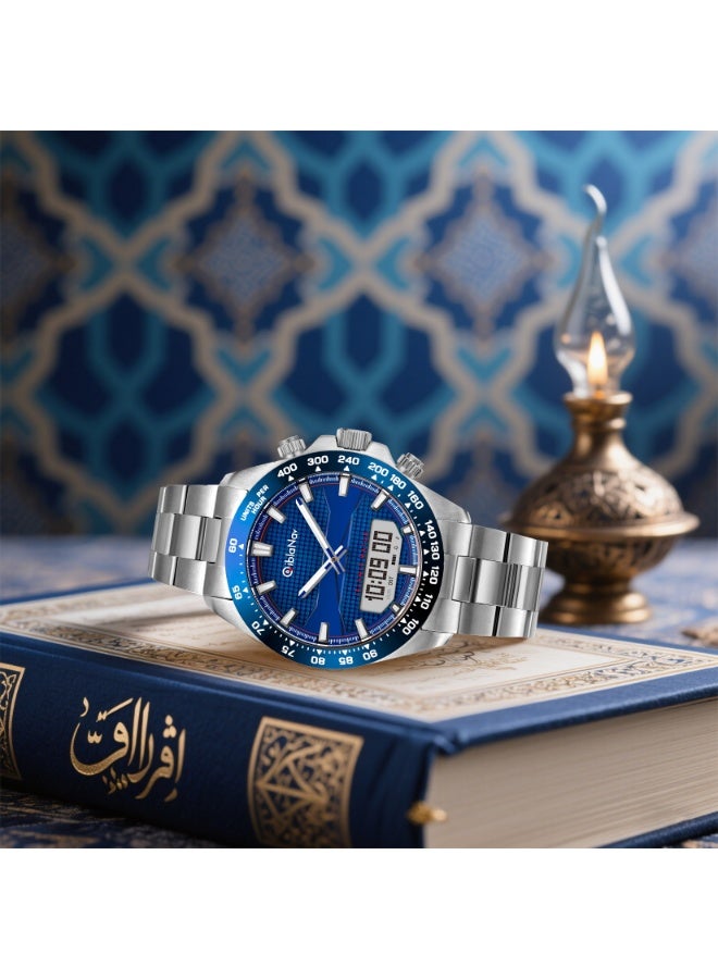 قِبلة ناف ساعة القبلة تعمل بالطاقة الشمسية، اتجاه القبلة للمسلمين، مواقيت الصلاة العالمية، تذكير بموعد الأذان، عداد للصلاة، التقويم الميلادي والإسلامي، ضرورية للسفر، هدية الإيمان  - Image 5