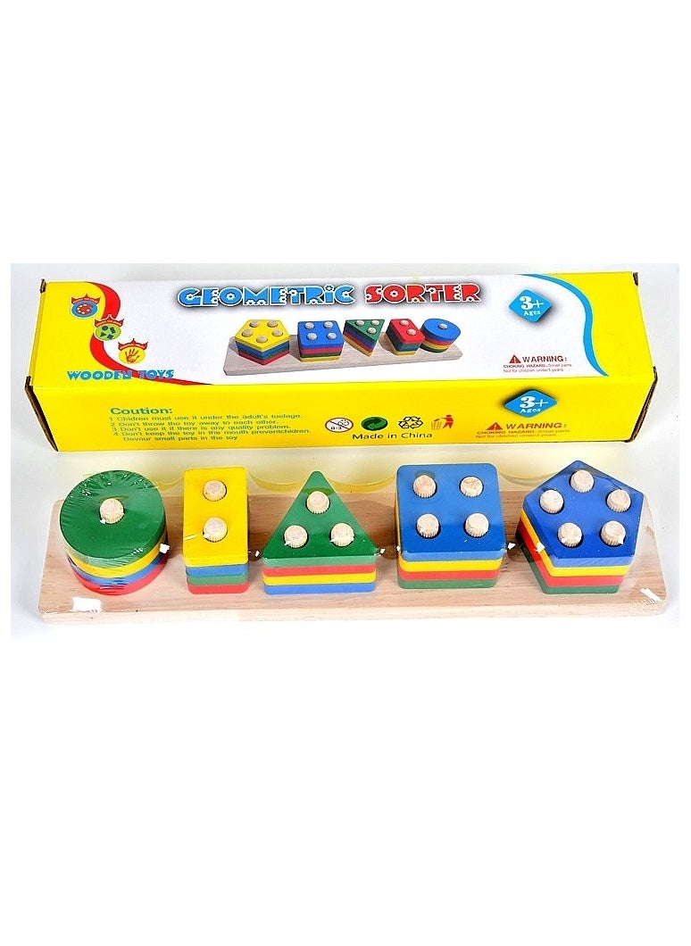 Montessori Wooden Educational Toys for Toddlers 1-3, Stacking & Sorting Blocks, Sensory & Motor Skills Development, Learning Puzzles, Birthday Gift for Boys & Girls  - Image 3