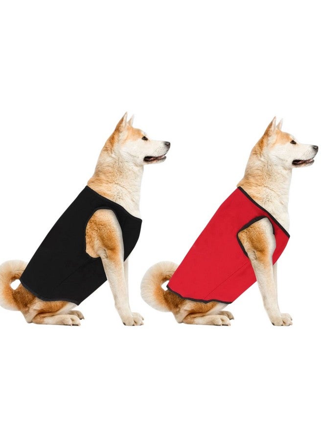 Western Era Soft Cotton Dog T-Shirt (Pack Of 2) | Comfortable & Breathable Dog Clothing | Sleeveless Vest Puppy Outfit | Pet Tank Top Fashion Apparel (Black + Red) (Xlarge) (26 Inches) - Image 1