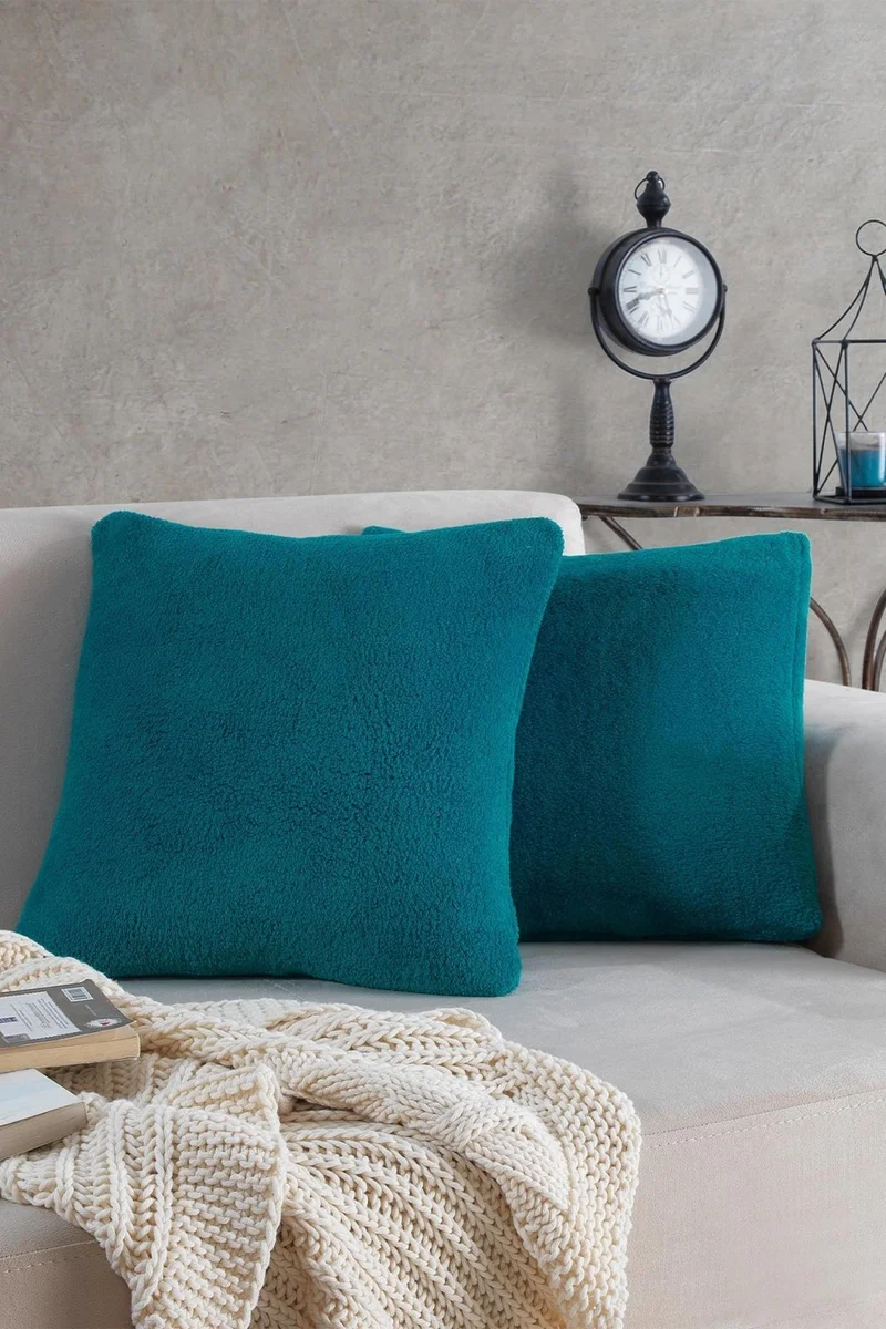 Znp Home Sofa | 2 Pieces Petrol Color Welsoft Throw Pillow Cover Pillow Case 44X44 cm