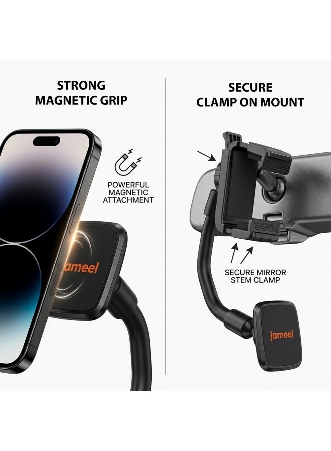 Universal Car Rearview Mirror Mount for Smartphones & GPS – 360° Rotating Rear View Mirror Phone Holder, Adjustable Car Mount Stand, Anti-Shake Navigation Bracket for iPhone & Android - Image 2