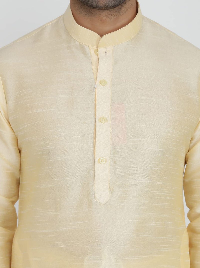 Royal Kurta Men's Silk Blend Kurta & Churidaar Pyjama Set (38, Gold.) - Image 2