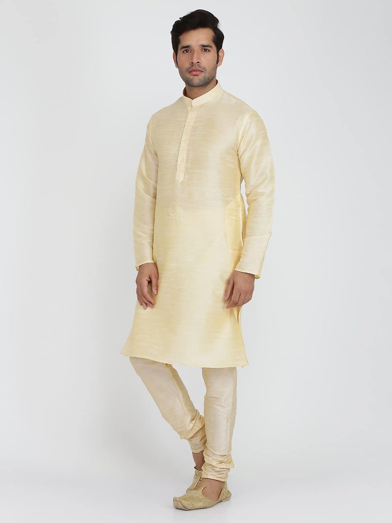 Royal Kurta Men's Silk Blend Kurta & Churidaar Pyjama Set (38, Gold.) - Image 5