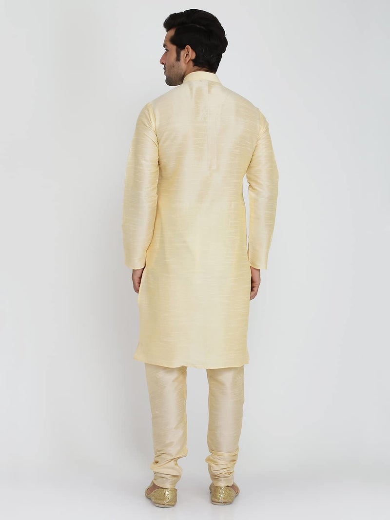 Royal Kurta Men's Silk Blend Kurta & Churidaar Pyjama Set (38, Gold.) - Image 4
