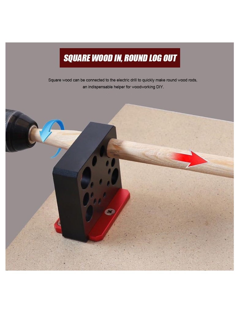 SOLARAE Electric Drill Milling Dowel Round Rod Auxiliary Tool, 8 Holes Adjustable High Speed Carbide Inserts Dowel Maker, 8mm to 20mm Dowel Maker Jig, for Wooden Rods Sticks Woodworking (6 Pcs) - Image 4