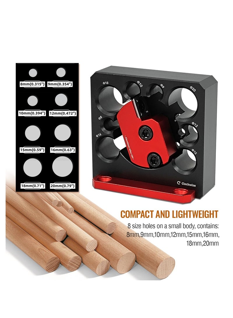 SOLARAE Electric Drill Milling Dowel Round Rod Auxiliary Tool, 8 Holes Adjustable High Speed Carbide Inserts Dowel Maker, 8mm to 20mm Dowel Maker Jig, for Wooden Rods Sticks Woodworking (6 Pcs) - Image 3