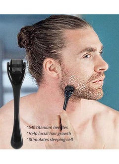 PRIME Beard Roller Derma Face Roller 0.5mm Hair Growth Roller, Titanium 540 Micro Needle Roller, Face Neck  and Stretch Mark Treatment Micro Needling Derma Stamp Roller For Hair and Skin Care-Black  - Image 2