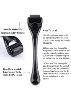 PRIME Beard Roller Derma Face Roller 0.5mm Hair Growth Roller, Titanium 540 Micro Needle Roller, Face Neck  and Stretch Mark Treatment Micro Needling Derma Stamp Roller For Hair and Skin Care-Black  - Image 3
