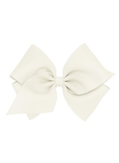 Wee Ones Wee Ones Girls' Classic Grosgrain Hair Bow with Plain Wrap Center on a WeeStay Hair Clip, Handmade, Mini King Sized Bow, Antique White 