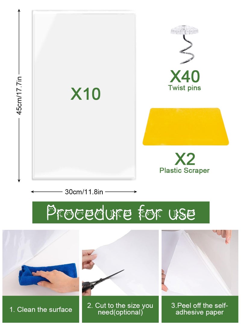 أوربازار واقي أثاث مضاد للخدش للقطط، عبوة من 10 قطع، واقي أريكة من مخالب القطط - واقي قوي وسهل الاستخدام، مانع للخدش، وواقي لزوايا الأريكة والجدران والأبواب - مع 40 دبوسًا لولبيًا - Image 5