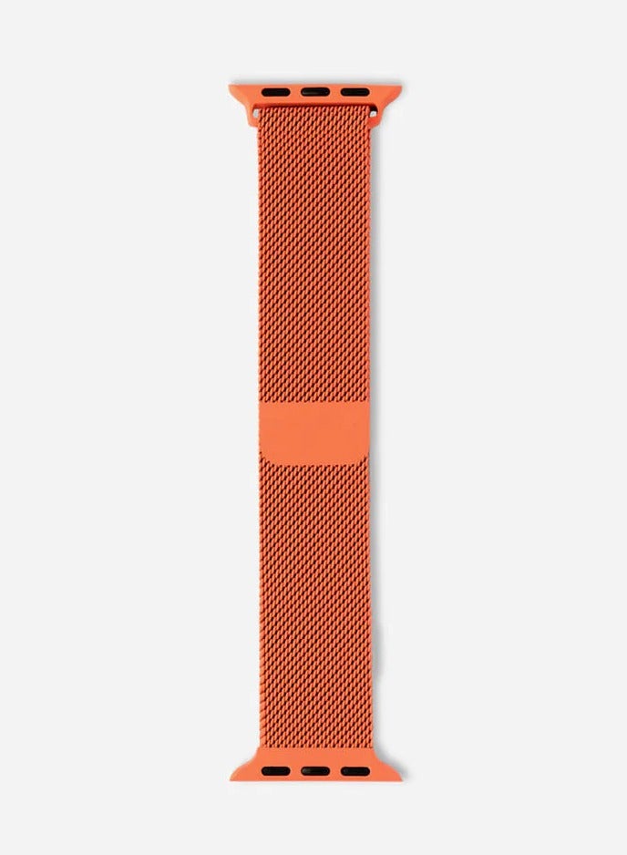 Watch Apple Watch Milanese Loop Band Compatible with 38mm 40mm 41mm, (42mm Series 10 and 11) Series 9 / 8 / 7 / 6 / 5 / 4 / 3 / 2 / 1 & SE – Premium Stainless Steel Magnetic Mesh Strap - Orange - Image 3