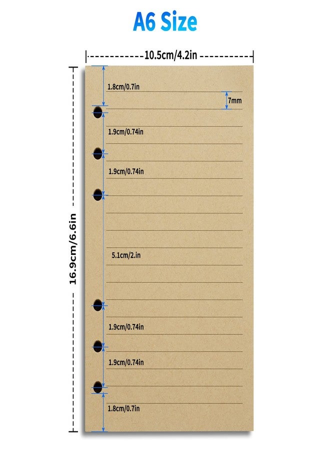 Tofun A6 Lined Vintage Refillable Paper, Retro A6 Binder Refills Paper for 6-Ring Binders Planner Traveller Journal Notebook Dairy, 7mm Ruled Filler Paper, 80 Sheets 160 Pages, Lined - Image 2