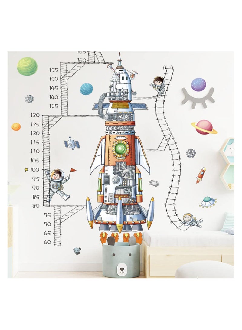 Cartoon Spaceship Astronaut Rocket Height Chart Sticker Growth Measurement Removable Wall Decal Children Kids Baby Home Room Nursery DIY Decorative Art Mural - Image 3