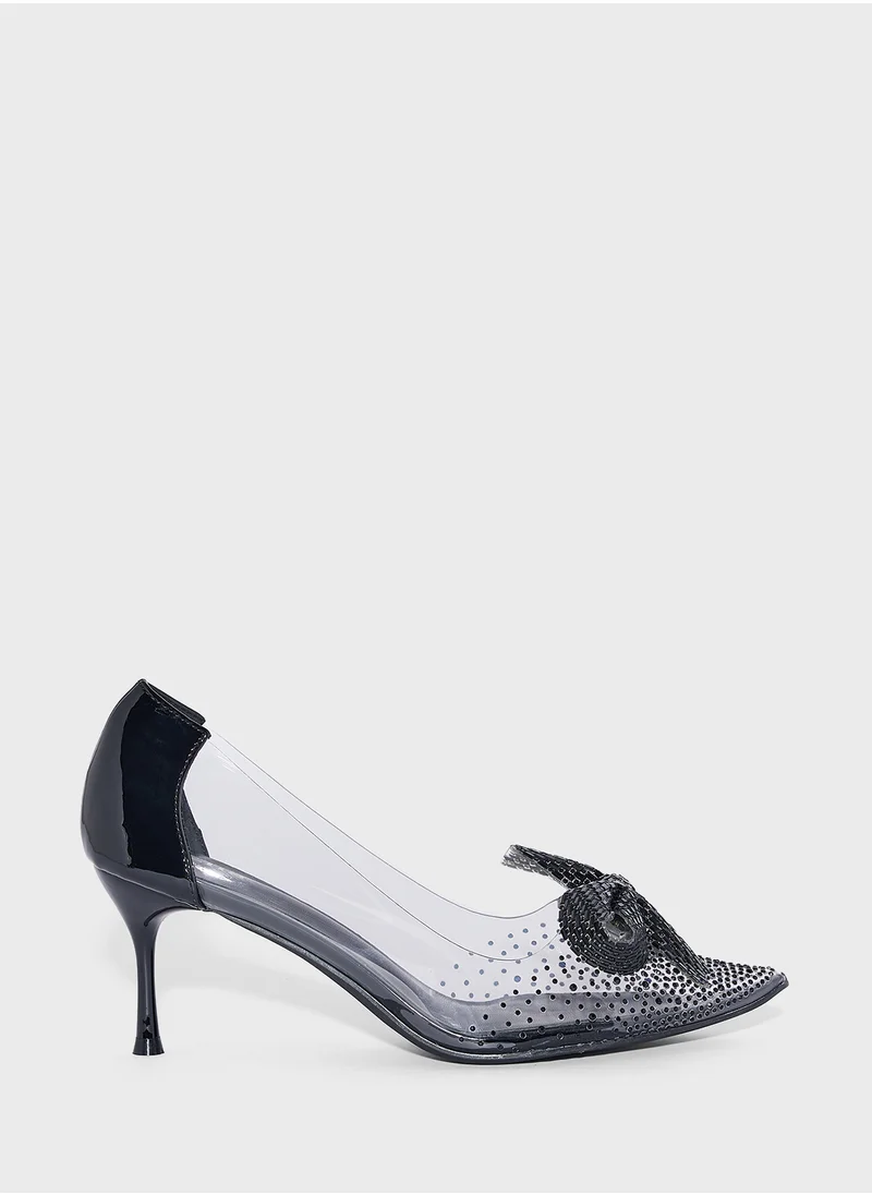 ايلا Diamante Bow Clear Pointy Pump