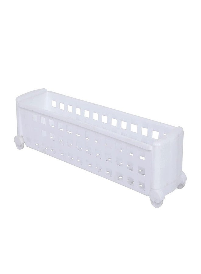 VISHVA 1 Layer Slide Storage Organizer Slim Rack with Wheels for Easy Movement | Unbreakable Plastic, White (1 Layer White) - Image 2
