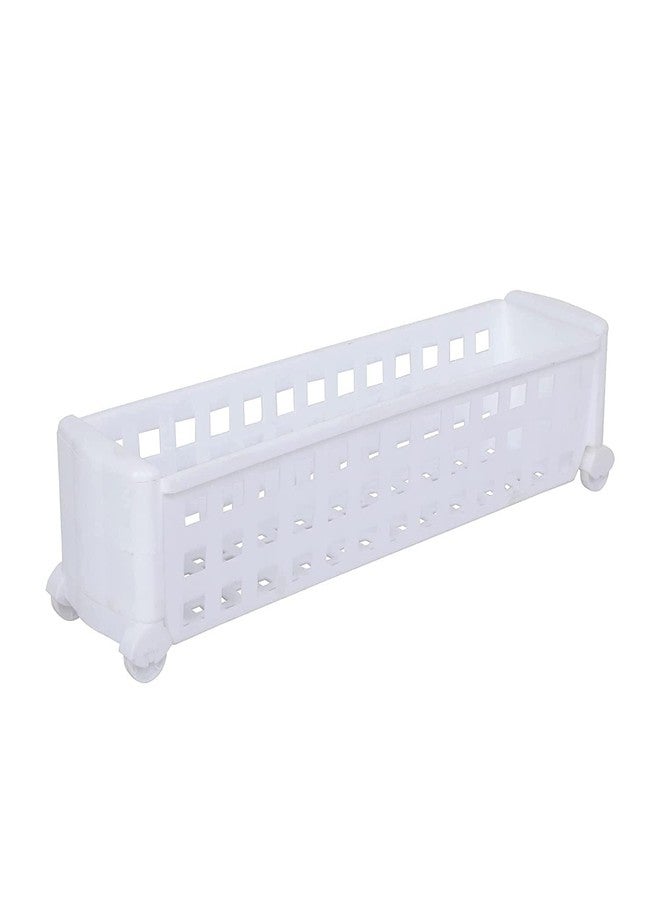 VISHVA 1 Layer Slide Storage Organizer Slim Rack with Wheels for Easy Movement | Unbreakable Plastic, White (1 Layer White) - Image 1