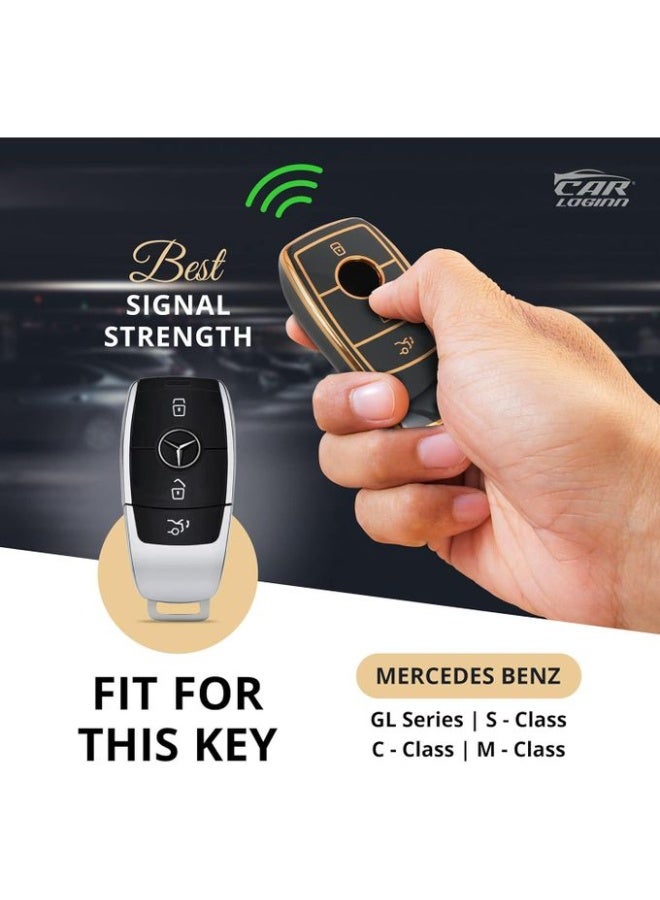 Leather and TPU car key cover compatible with Mercedes-Benz GL Series S-Class C-Class M-Class Smart, black - Image 2