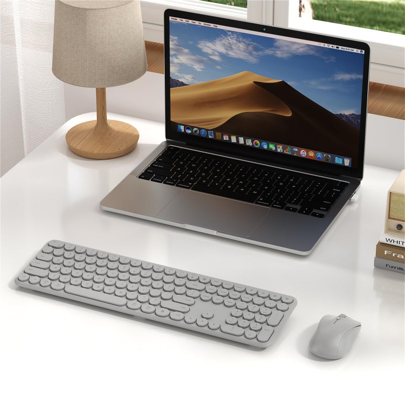 MPTOG Wireless Keyboard and Mouse Set â€“ MPTOG Full-Sized 110Pcs Slim Round Key Design, Quiet Typing, Adjustable DPI Ergonomic Mouse, Wireless Combo for PC, Mac, Laptop, Tablets(Space Gray) - Image 3