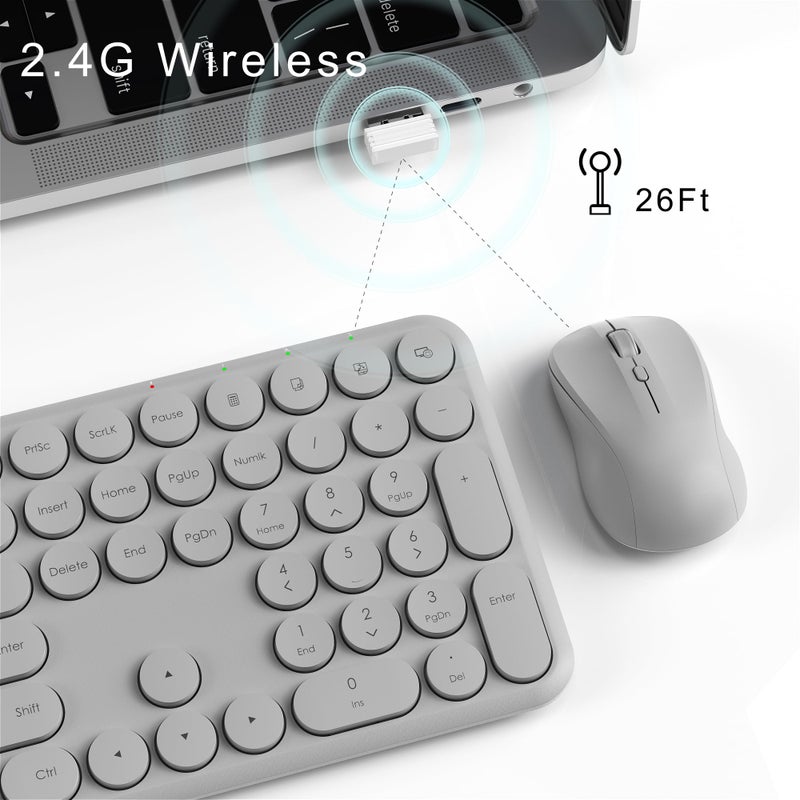 MPTOG Wireless Keyboard and Mouse Set â€“ MPTOG Full-Sized 110Pcs Slim Round Key Design, Quiet Typing, Adjustable DPI Ergonomic Mouse, Wireless Combo for PC, Mac, Laptop, Tablets(Space Gray) - Image 5