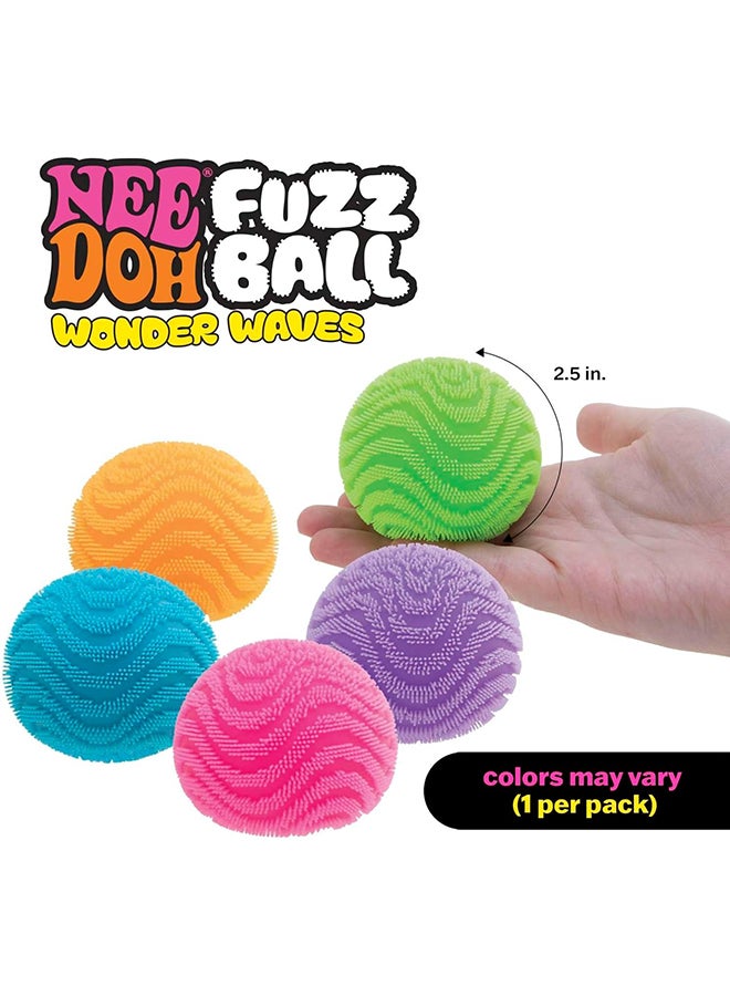 Schylling NeeDoh Fuzz Ball Blue- Sensory Toy with a Velvet Texture and Soft Cloud Squish - Wavy Pattern You Can See and Feel - Ages 3 and Up -  One Per Pack (Wonder Waves) - Image 5
