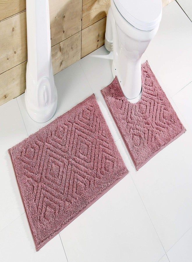 Better Trends 2 Piece Bathroom Rug Set 100% Cotton Non-Slip Washable Bath Mat, Soft & Absorbent Bath Rugs for Bath Room, Shower, Bathtub & Spa Floors Rose Trier Collection - Image 1