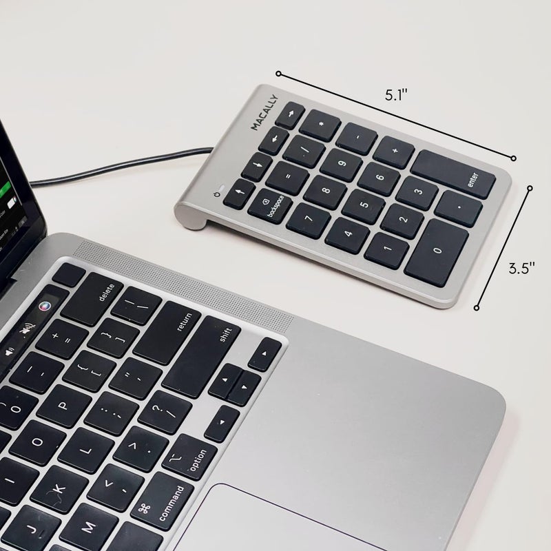 MACALLY USB C Wired Number Pad for Mac - 10 Key USB Keypad, Type C Numeric pad, Number Keypad for Keyboard and Number Pad for Laptop, MacBook Pro/Air, iMac, and PC - 5ft Cable Numpad - Space Grey Keypads - Image 2