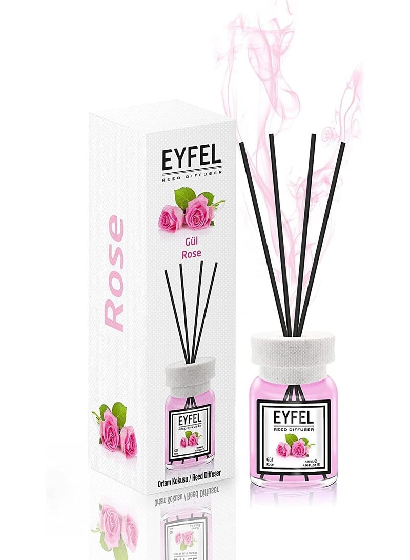 EYFEL EYFEL Rose Reed Diffuser, 120ml | Premium Home Fragrance with Natural Rattan Reeds | Long-Lasting Floral Scent for Home & Office  - Image 1