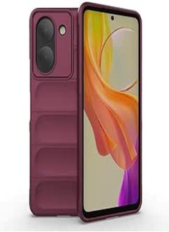Generic New Armor Shockproof Back Bumper Soft TPU Fundas Compatible with Vivo Y36 (Plum) 