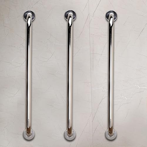 FORTUNE 24 Inch Stainless Steel Wall Mounted Grab Bar, Towel Bar, Bathtub Rails, Safety Hand Support Balance Handle Bars, Bathroom Accessories for Home, Hotel- Chrome Finish (24 Inch, Pack of 3) - Image 1