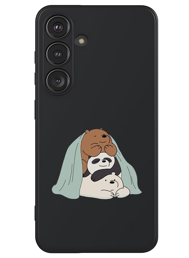 Theodor Protective Slim Fit Case Liquid Silicone Cover with Full Body Protection Anti-Scratch Shockproof Case For Samsung Galaxy S25 (Black) - 3 Panda sitting - Image 1