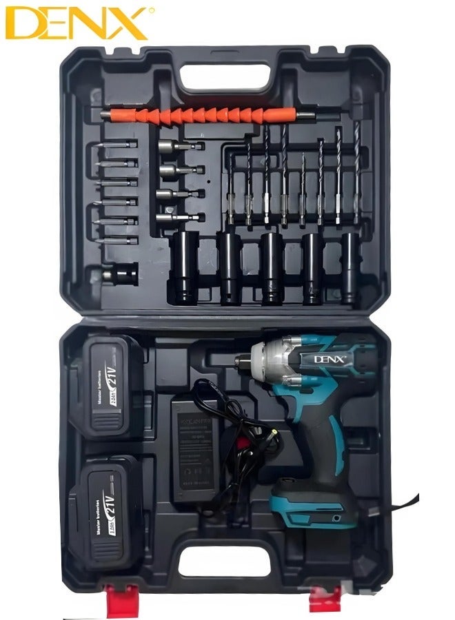 دينكس مثقاب لاسلكي بسرعة ٢٠٠٠ دورة/دقيقة مع بطاريتين ٢١ فولت | تردد نبضي ١٦٦٠ دورة/دقيقة | ١٢.٨ مم - Image 1