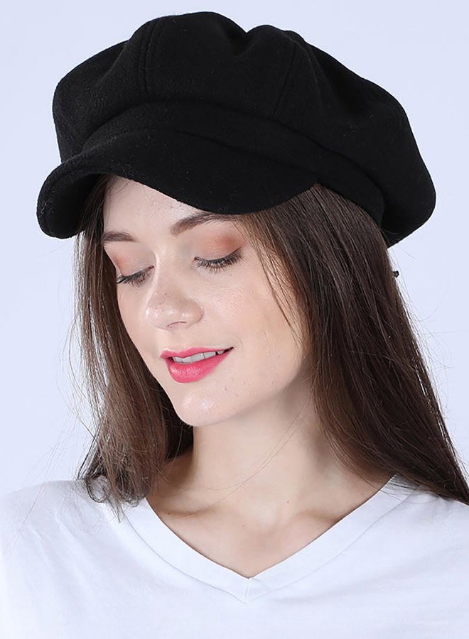 CaySep Women-Fashion-Octagonal-Beret-Hats Vintage 8 Panels Newsboy Cap Outdoor Cabbie Painter Driver Cap for Girls Teens Black - Image 5