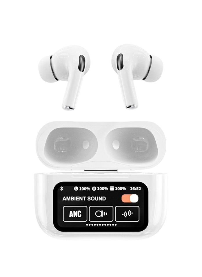 Bonic AI Translation Earphones, Support English Arabic Translation, Equipped with LED Smart Touch Screen, Active Noise Cancellation, Long Battery Life Playback Time - White  - Image 1