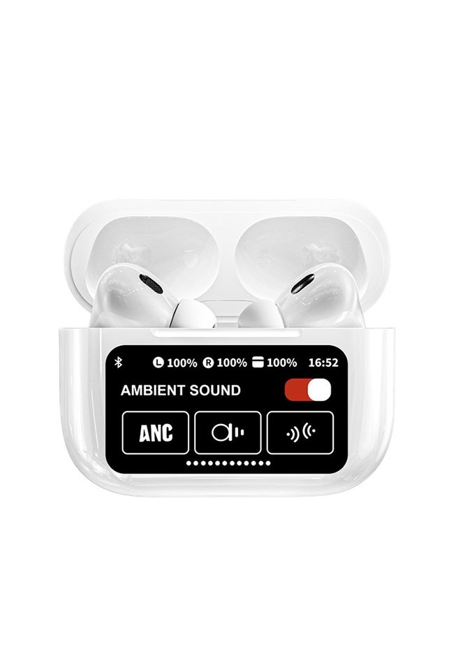 Bonic AI Translation Earphones, Support English Arabic Translation, Equipped with LED Smart Touch Screen, Active Noise Cancellation, Long Battery Life Playback Time - White  - Image 2