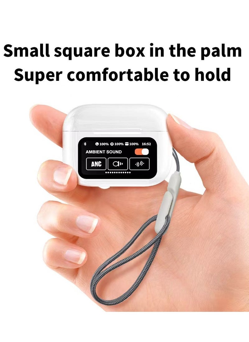 Bonic AI Translation Earphones, Support English Arabic Translation, Equipped with LED Smart Touch Screen, Active Noise Cancellation, Long Battery Life Playback Time - White  - Image 4