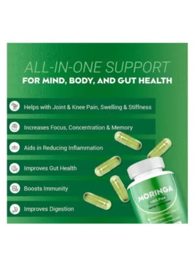 Moringa Powder Capsules Pure Nutrient Rich  Powder A Natural Green Antioxidant Superfood Supports Energy Skin Health Gut Health+ Wessential Vitamins u0026 Amino Acids A1 - Image 3