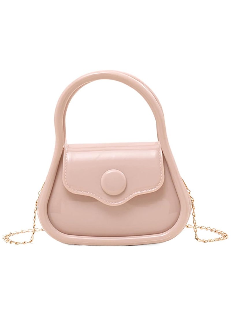 Generic Mini Jelly Wallet, PVC Small Crossbody Bag for Women, Small Crossbody Purse with Handle and Chain Strap baige  - Image 1