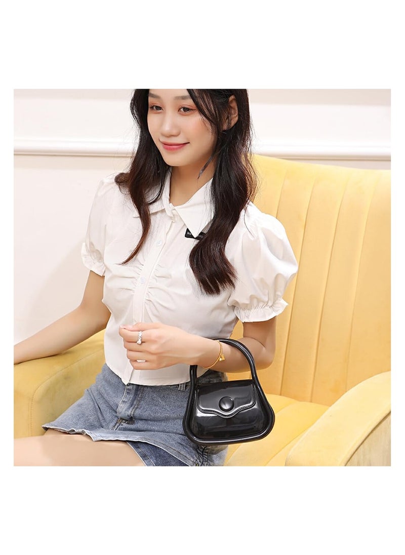 Generic Mini Jelly Wallet, PVC Small Crossbody Bag for Women, Small Crossbody Purse with Handle and Chain Strap baige  - Image 3